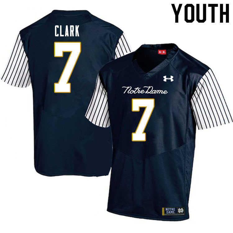 Youth NCAA Notre Dame Fighting Irish #7 Brendon Clark Stitched College Under Armour Authentic Navy Alternate Football Jersey KK10H87SF